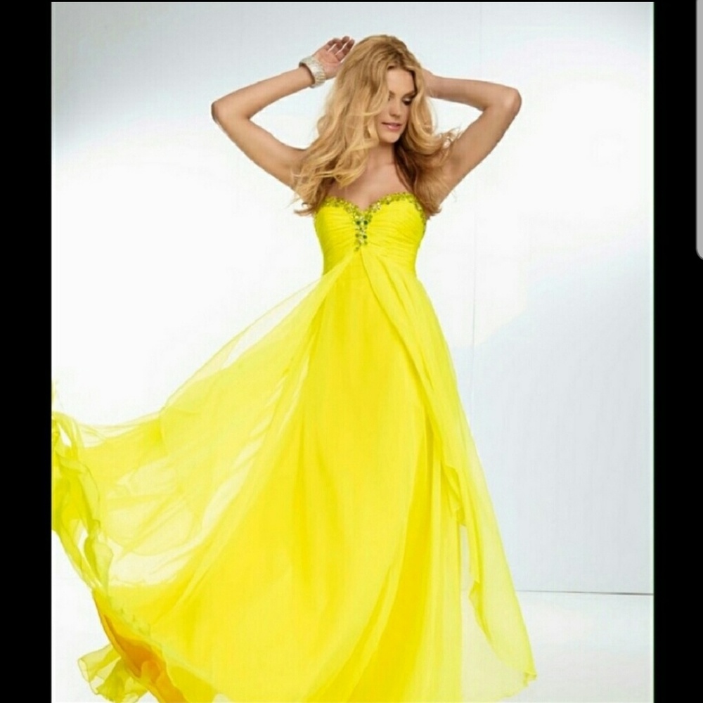 Mori Lee Neon Yellow Pageant Dress
